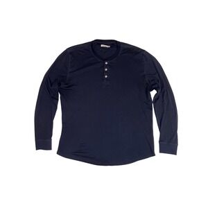 SUITSUPPLY Henley Shirt Mens XXL Navy Blue Pima Cotton Long Sleeve Casual Luxury